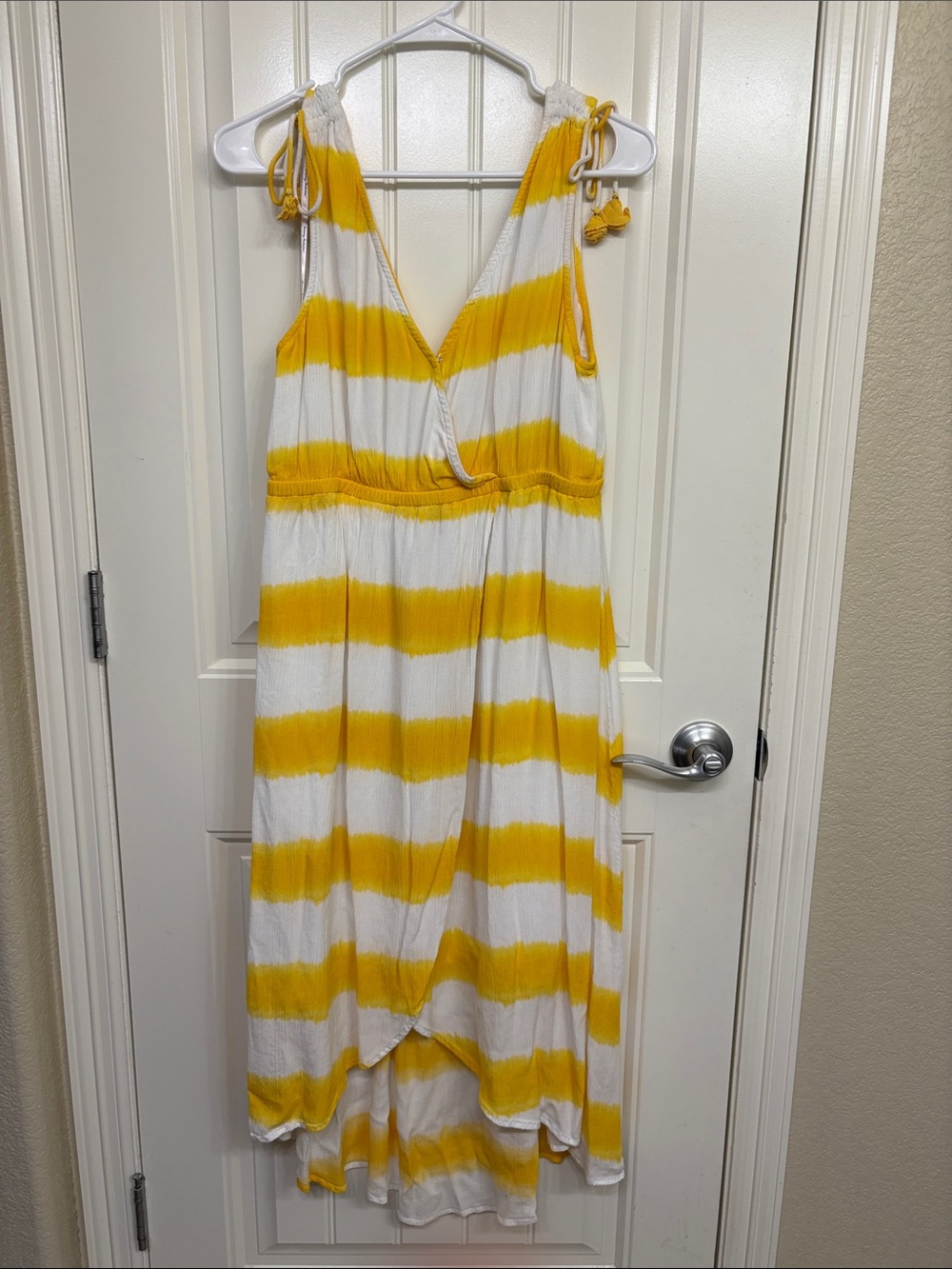 Tommy Bahama Yellow and White Striped Maxi Dress summer beach tropical vacation